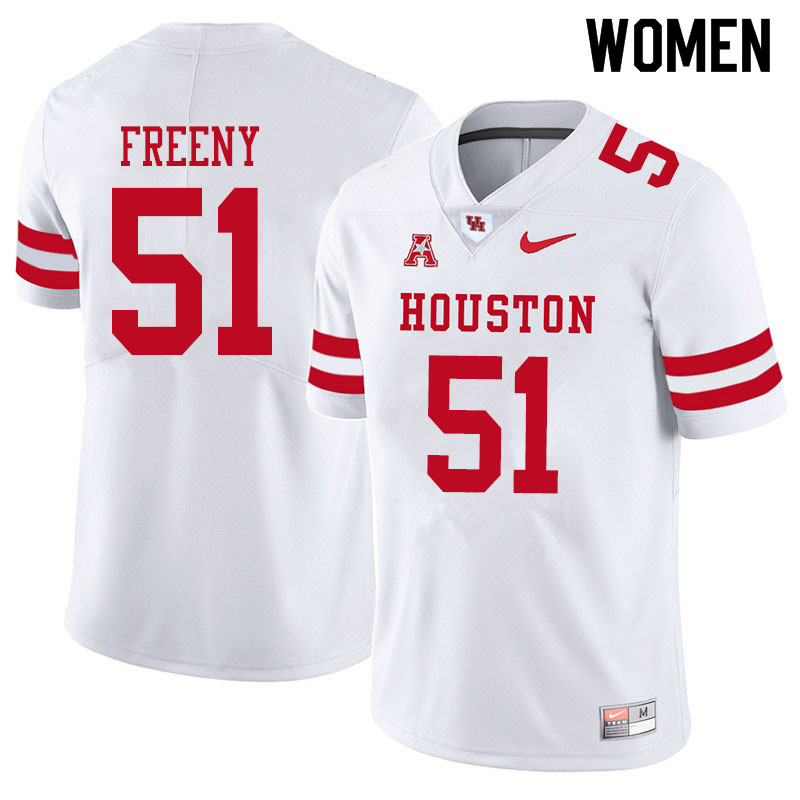 Women #51 Tariq Freeny Houston Cougars College Football Jerseys Sale-White - Click Image to Close